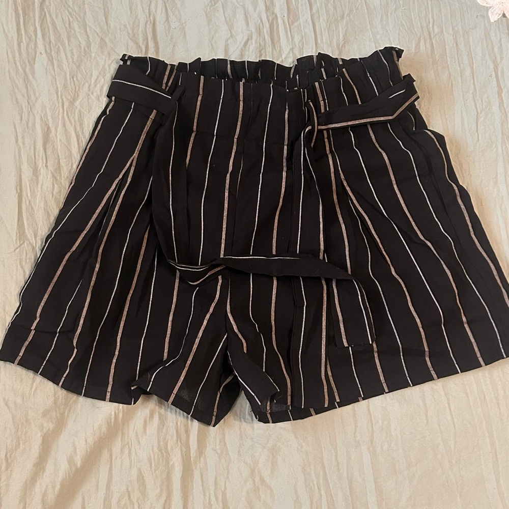 Randie Striped Paperbag linen shorts